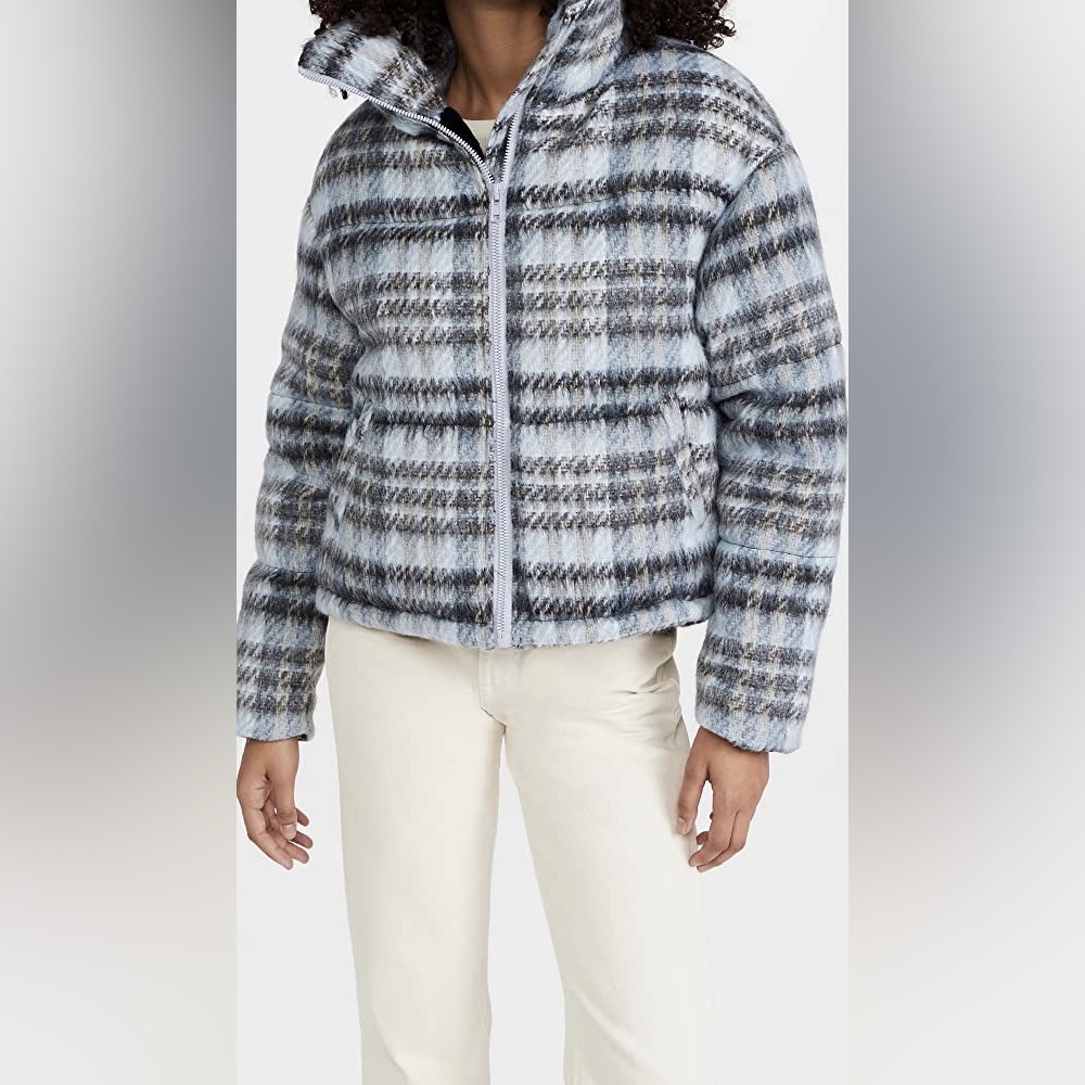 Apparis Josh Plaid Faux Wool Puffer in Cloud Plaid size M NWT